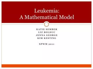 Leukemia: A Mathematical Model