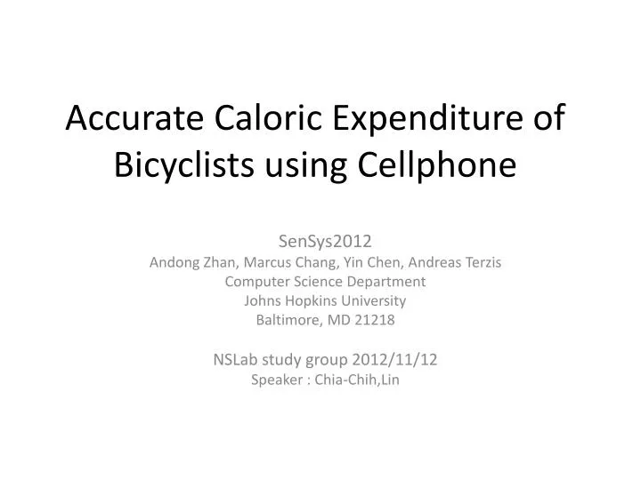 accurate caloric expenditure of bicyclists using cellphone