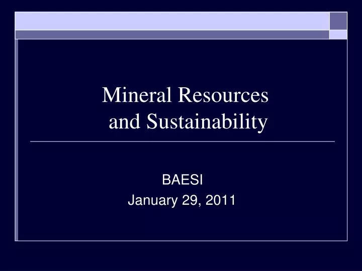 mineral resources and sustainability