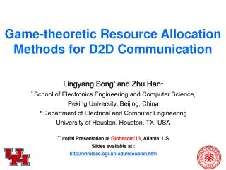 Game-theoretic Resource Allocation Methods for D2D Communication