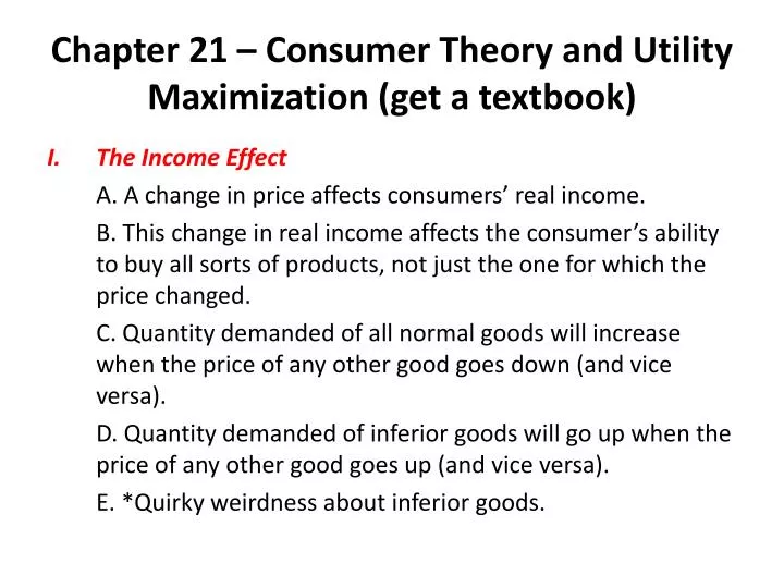 chapter 21 consumer theory and utility maximization get a textbook