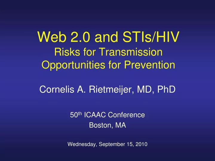 web 2 0 and stis hiv risks for transmission opportunities for prevention