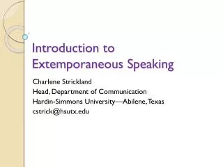 Introduction to Extemporaneous Speaking