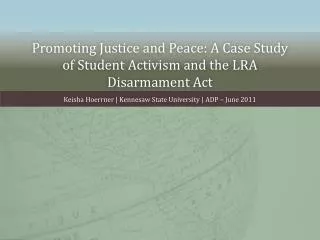 Promoting Justice and Peace: A Case Study of Student Activism and the LRA Disarmament Act