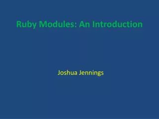 Ruby Modules: An Introduction
