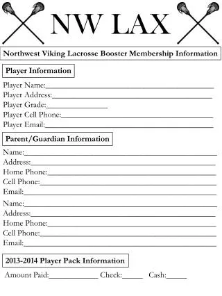 Northwest Viking Lacrosse Booster Membership Information