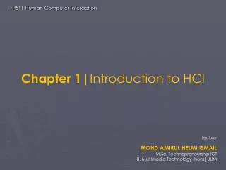 Chapter 1 |Introduction to HCI