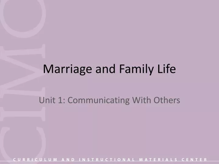 marriage and family life