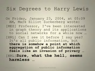 Six Degrees to Harry Lewis