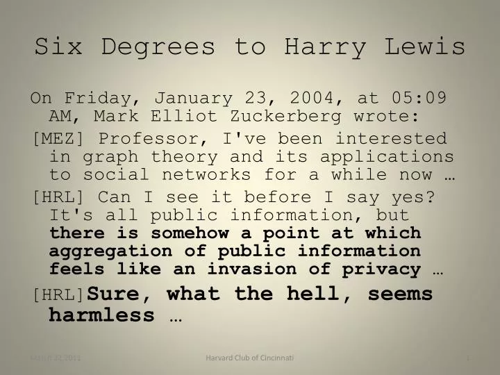 six degrees to harry lewis