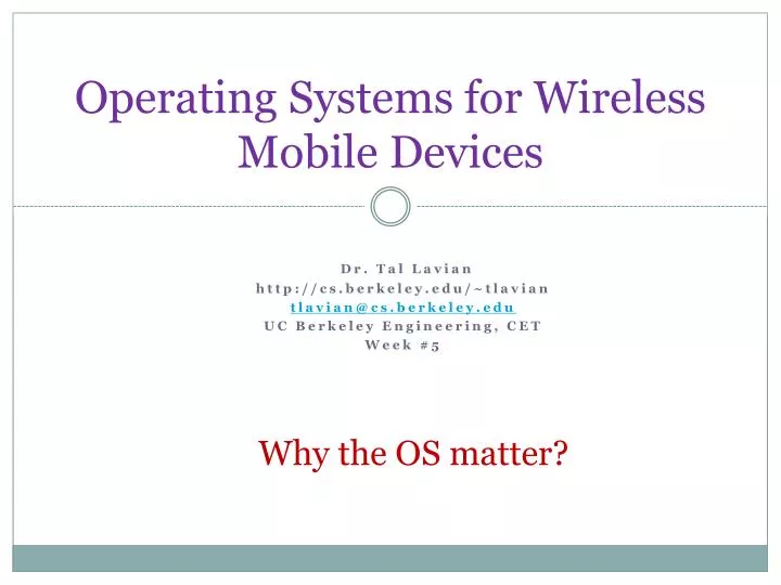 operating systems for wireless mobile devices