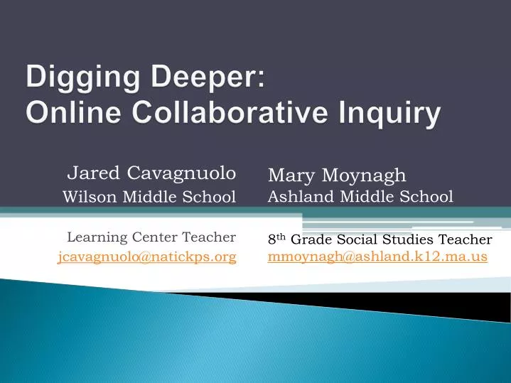 digging deeper online collaborative inquiry
