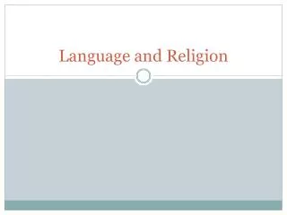 Language and Religion
