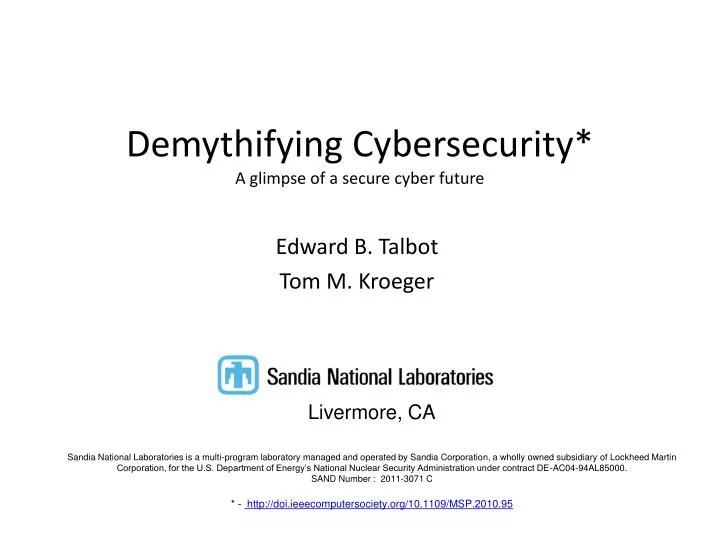 demythifying cybersecurity a glimpse of a secure cyber future