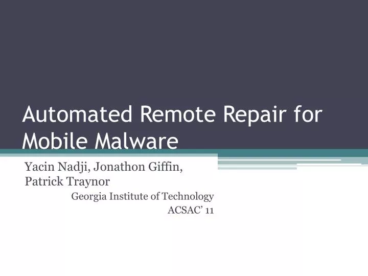 automated remote repair for mobile malware