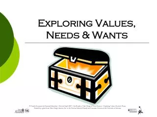 Exploring Values, Needs &amp; Wants
