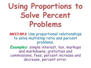 Using Proportions to Solve Percent Problems