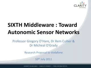 SIXTH Middleware : Toward Autonomic Sensor Networks