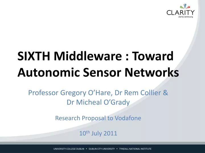 sixth middleware toward autonomic sensor networks