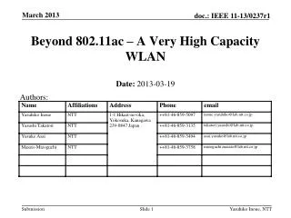 Beyond 802.11ac – A Very High Capacity WLAN