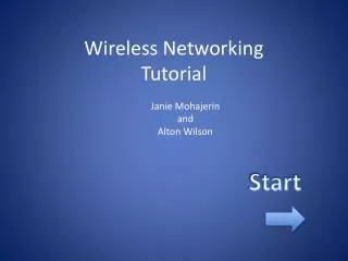 Wireless Networking Tutorial