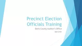 Precinct Election Officials Training