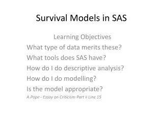Survival Models in SAS