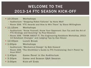 Welcome to the 2013-14 FTC Season kick-off