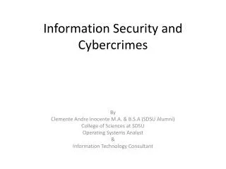Information Security and Cybercrimes
