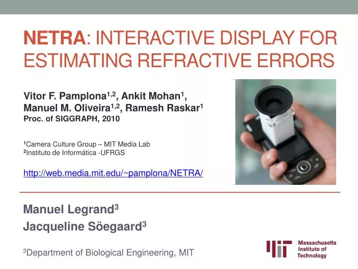 netra interactive display for estimating refractive errors