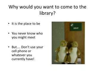 Why would you want to come to the library?
