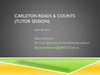 Carleton Reads &amp; Counts (Tutor Session)