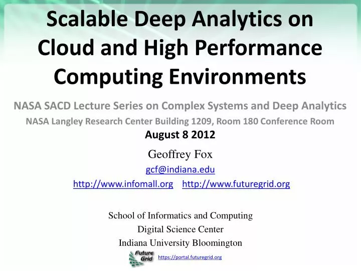 scalable deep analytics on cloud and high performance computing environments