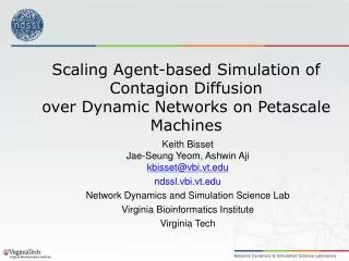 Scaling Agent-based Simulation of Contagion Diffusion over Dynamic Networks on Petascale Machines