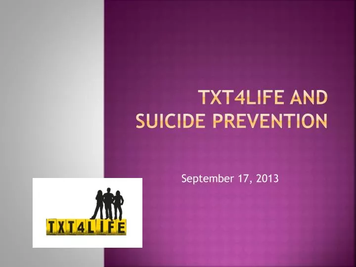 txt4life and suicide prevention