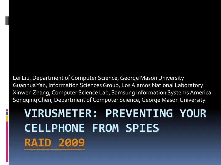 virusmeter preventing your cellphone from spies raid 2009