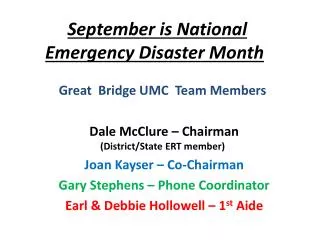 September is National Emergency Disaster Month