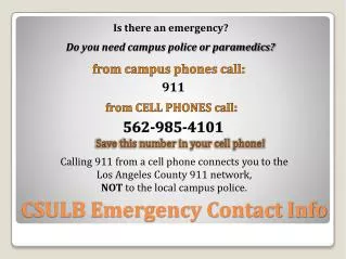 CSULB Emergency Contact Info