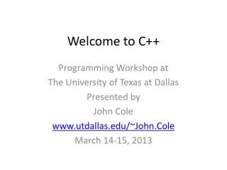 Welcome to C++