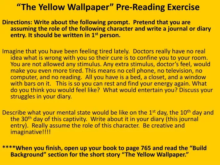 the yellow wallpaper pre reading exercise