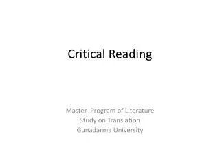 Critical Reading