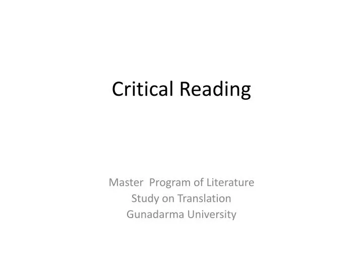 critical reading