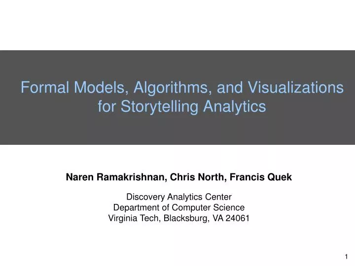 formal models algorithms and visualizations for storytelling analytics