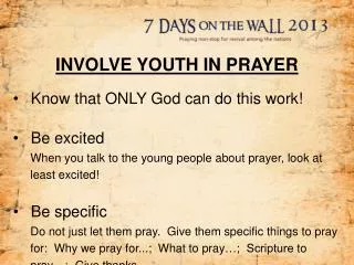 INVOLVE YOUTH IN PRAYER