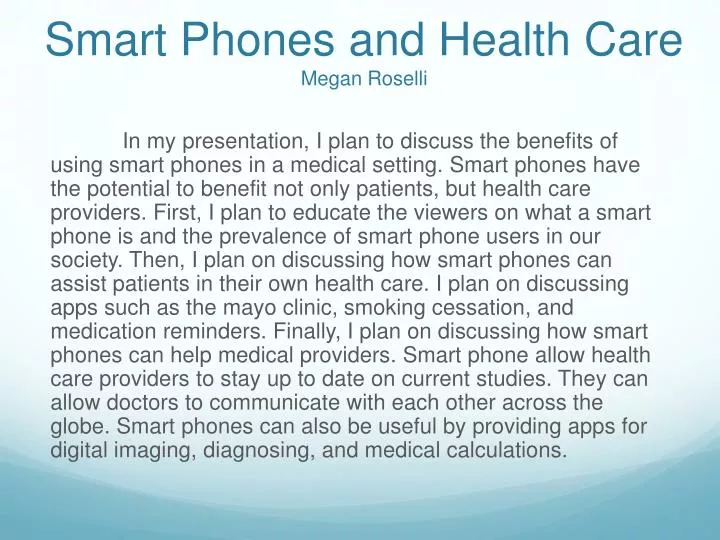 smart phones and health care megan roselli