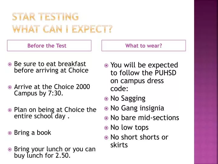 PPT STAR Testing What can I expect? PowerPoint Presentation, free