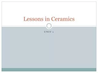 Lessons in Ceramics
