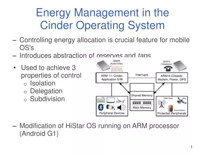 energy management in the cinder operating system