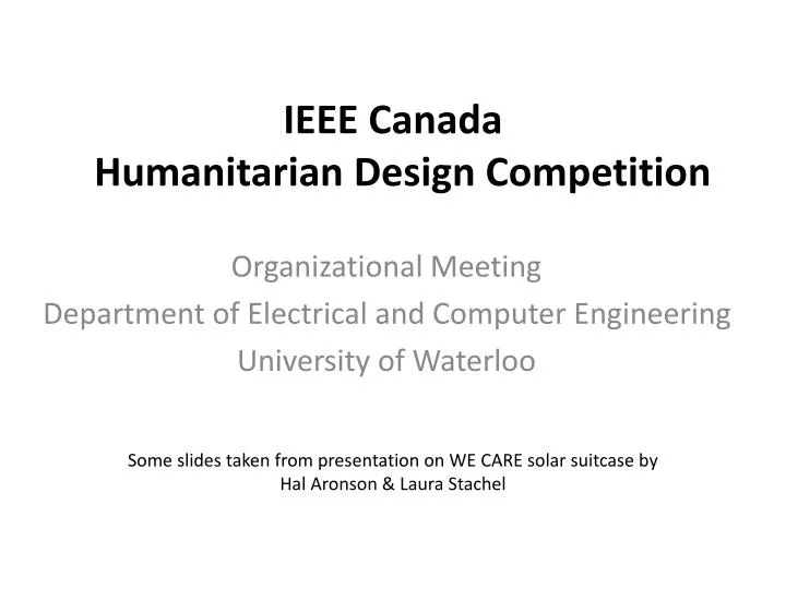 ieee canada humanitarian design competition
