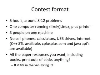 Contest format